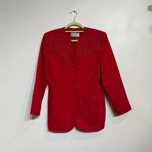 Le Suit Petite Red Blazer Sz 10 P - Picture 2 of 11